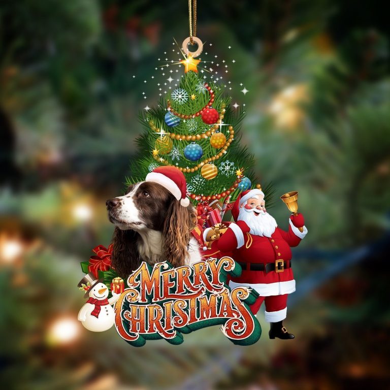 English Springer Spaniel merry christmas Santa Claus christmas tree ornament 1