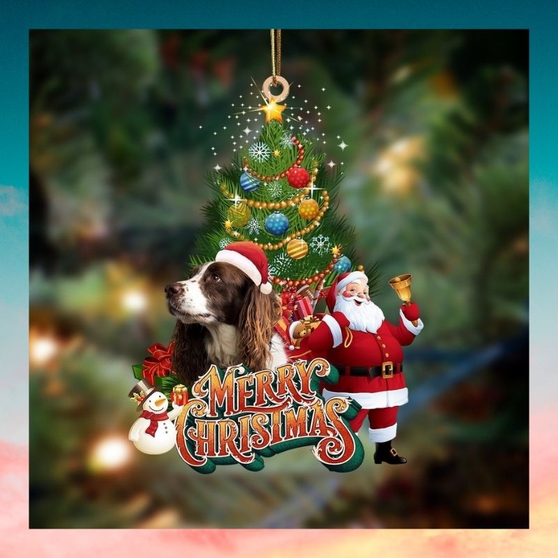 English Springer Spaniel merry christmas Santa Claus christmas tree ornament 2