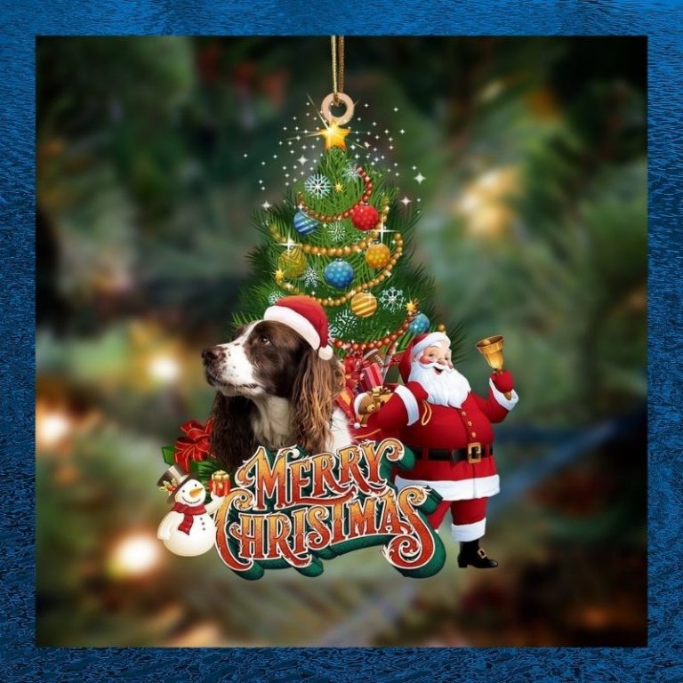 English Springer Spaniel merry christmas Santa Claus christmas tree ornament 3