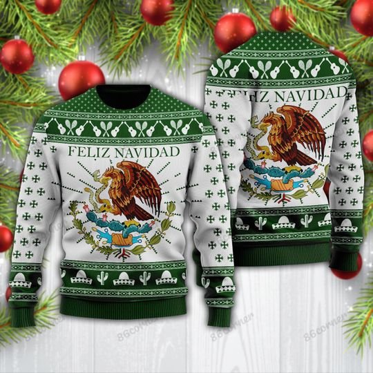 Feliz Navidad mexican eagle snake ugly christmas sweater 6 Feliz Navidad mexican eagle snake ugly christmas sweater 5