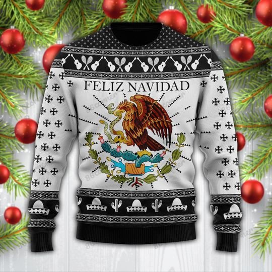 Feliz Navidad mexican eagle snake ugly christmas sweater 7 Feliz Navidad mexican eagle snake ugly christmas sweater 6