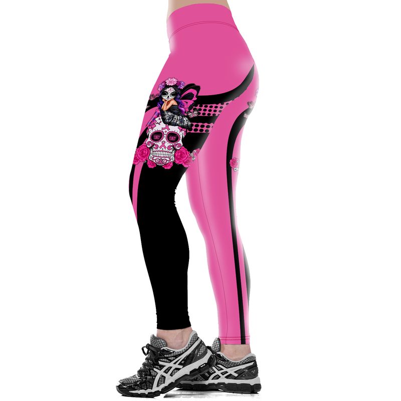 Fight like a girl Breast cancer awareness sugar skull fairy legging 10 Fight like a girl Breast cancer awareness sugar skull fairy legging 1