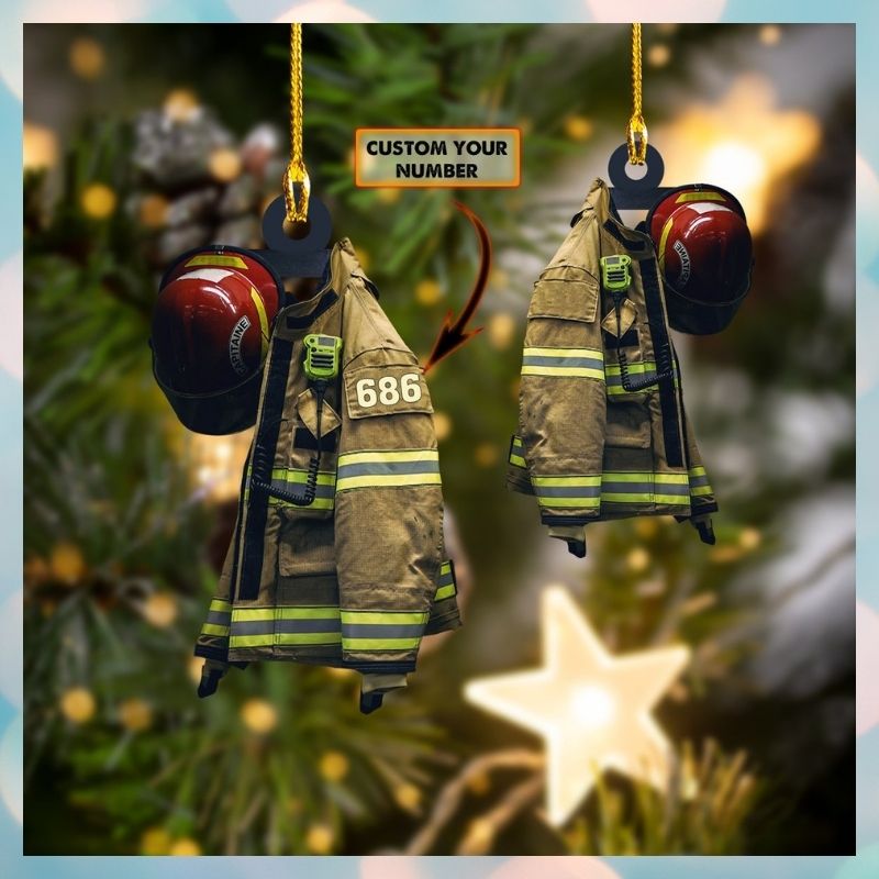 Firefighter custom number hanging ornament 2 Firefighter custom number hanging ornament 1