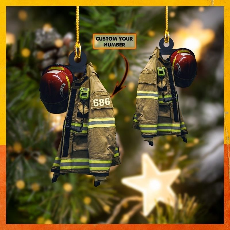 Firefighter custom number hanging ornament 3 Firefighter custom number hanging ornament 2