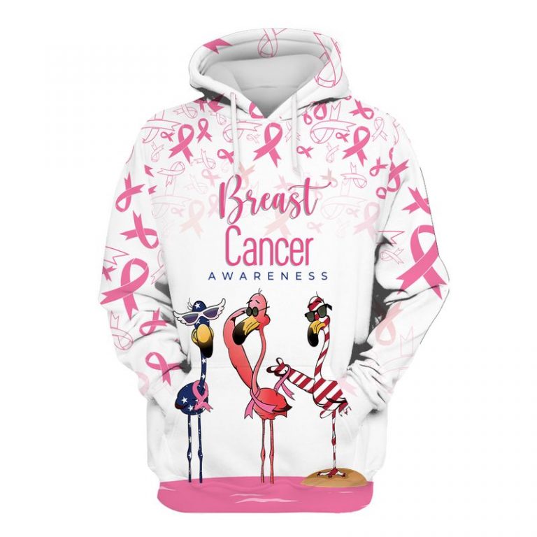 Flamingo Breast Cancer Awareness 3d shirt hoodie 2