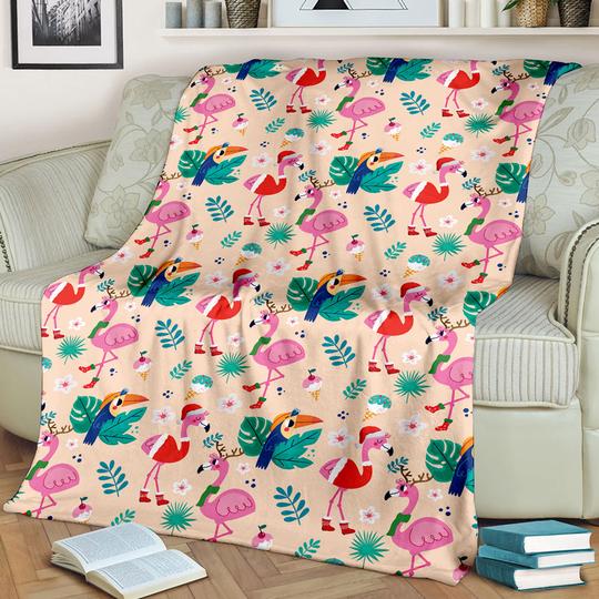 Flamingo Christmas Xmas tropical plant Blanket 7 Flamingo Christmas Xmas tropical plant Blanket 1