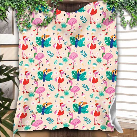 Flamingo Christmas Xmas tropical plant Blanket 6 Flamingo Christmas Xmas tropical plant Blanket 2