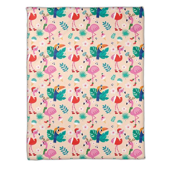 Flamingo Christmas Xmas tropical plant Blanket 4 Flamingo Christmas Xmas tropical plant Blanket 4
