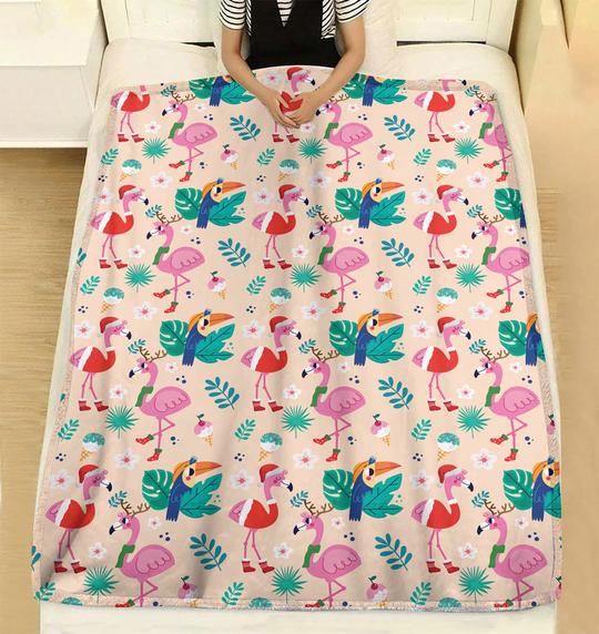 Flamingo Christmas Xmas tropical plant Blanket 3 Flamingo Christmas Xmas tropical plant Blanket 5