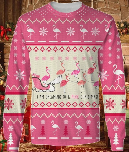 Flamingo I'm Dreaming Of A Pink Christmas 3d shirt, hoodie 4 Flamingo Im Dreaming Of A Pink Christmas 3d shirt hoodie2