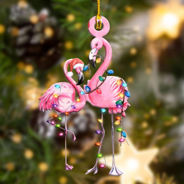 Flamingo light shape christmas ornament 1