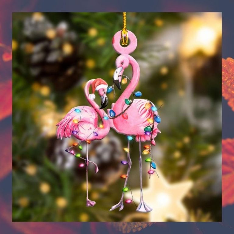 Flamingo light shape christmas ornament 2