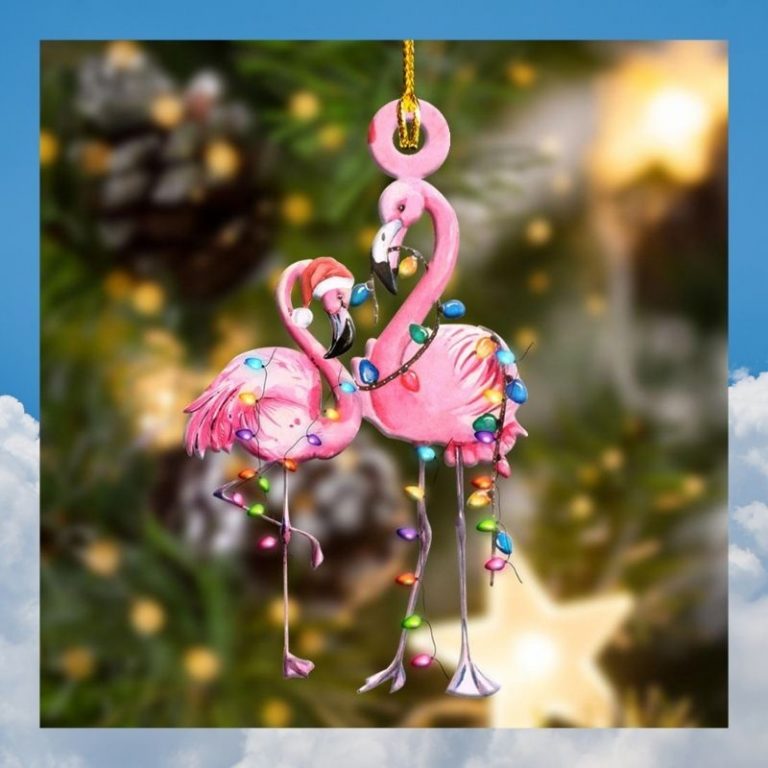 Flamingo light shape christmas ornament 3