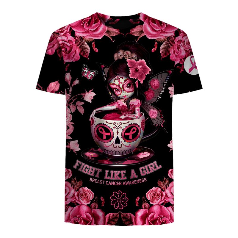 Flower sugar skull fairy Fight like a girl Breast cancer awareness 3d shirt, hoodie 17 Flower sugar skull fairy Fight like a girl Breast cancer awareness 3d shirt hoodie 3