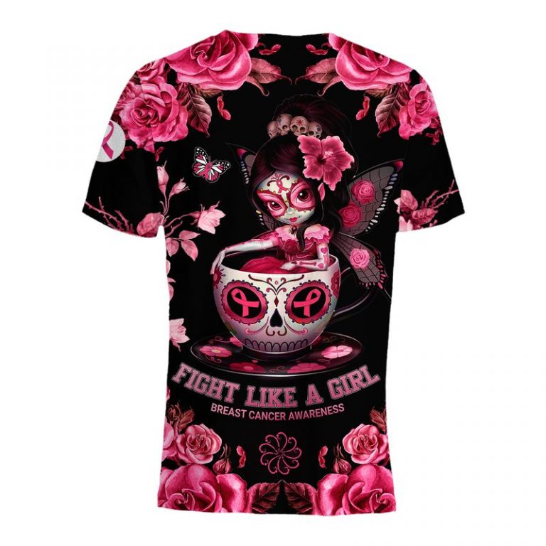Flower sugar skull fairy Fight like a girl Breast cancer awareness 3d shirt, hoodie 4 Flower sugar skull fairy Fight like a girl Breast cancer awareness 3d shirt hoodie 4