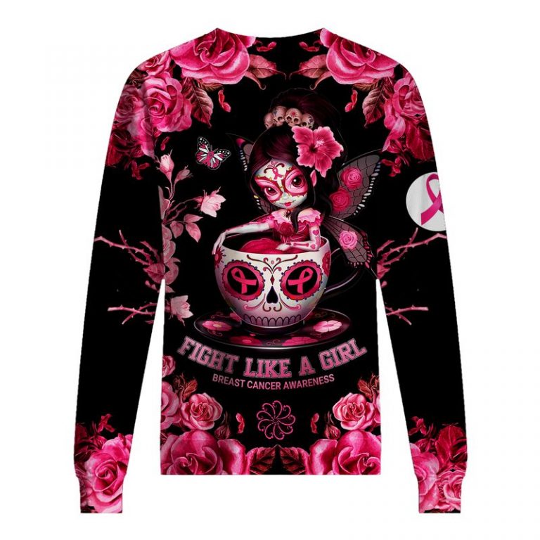 Flower sugar skull fairy Fight like a girl Breast cancer awareness 3d shirt, hoodie 5 Flower sugar skull fairy Fight like a girl Breast cancer awareness 3d shirt hoodie 5