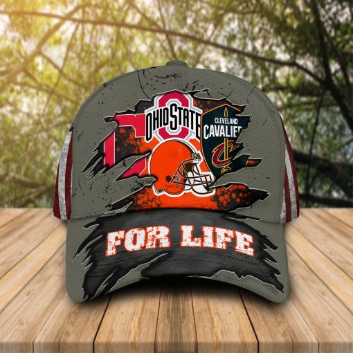 For life Ohio State Buckeys Cleveland Cavaliers Cleveland Indians Cleveland Browns cap hat 1