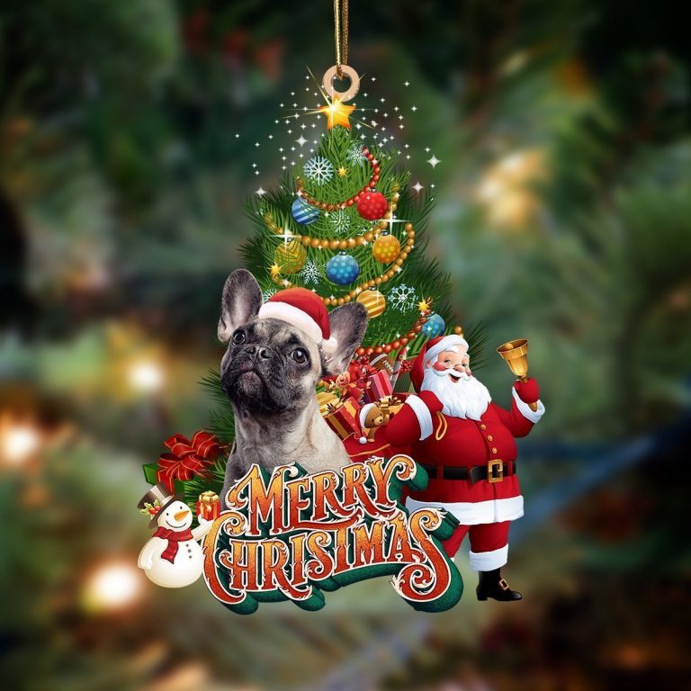 French Bulldog merry christmas Santa Claus christmas tree ornament 1