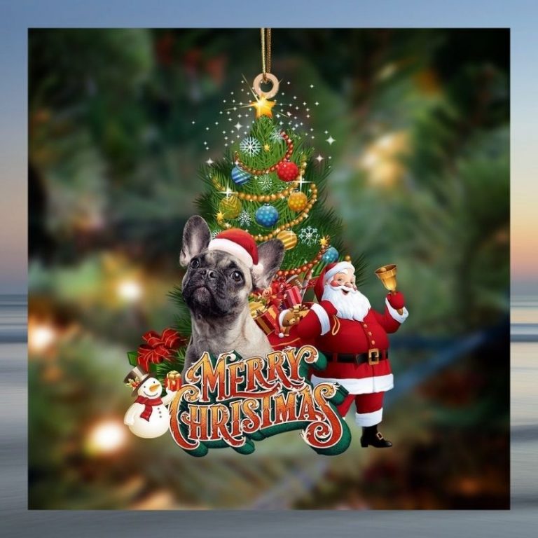 French Bulldog merry christmas Santa Claus christmas tree ornament 2