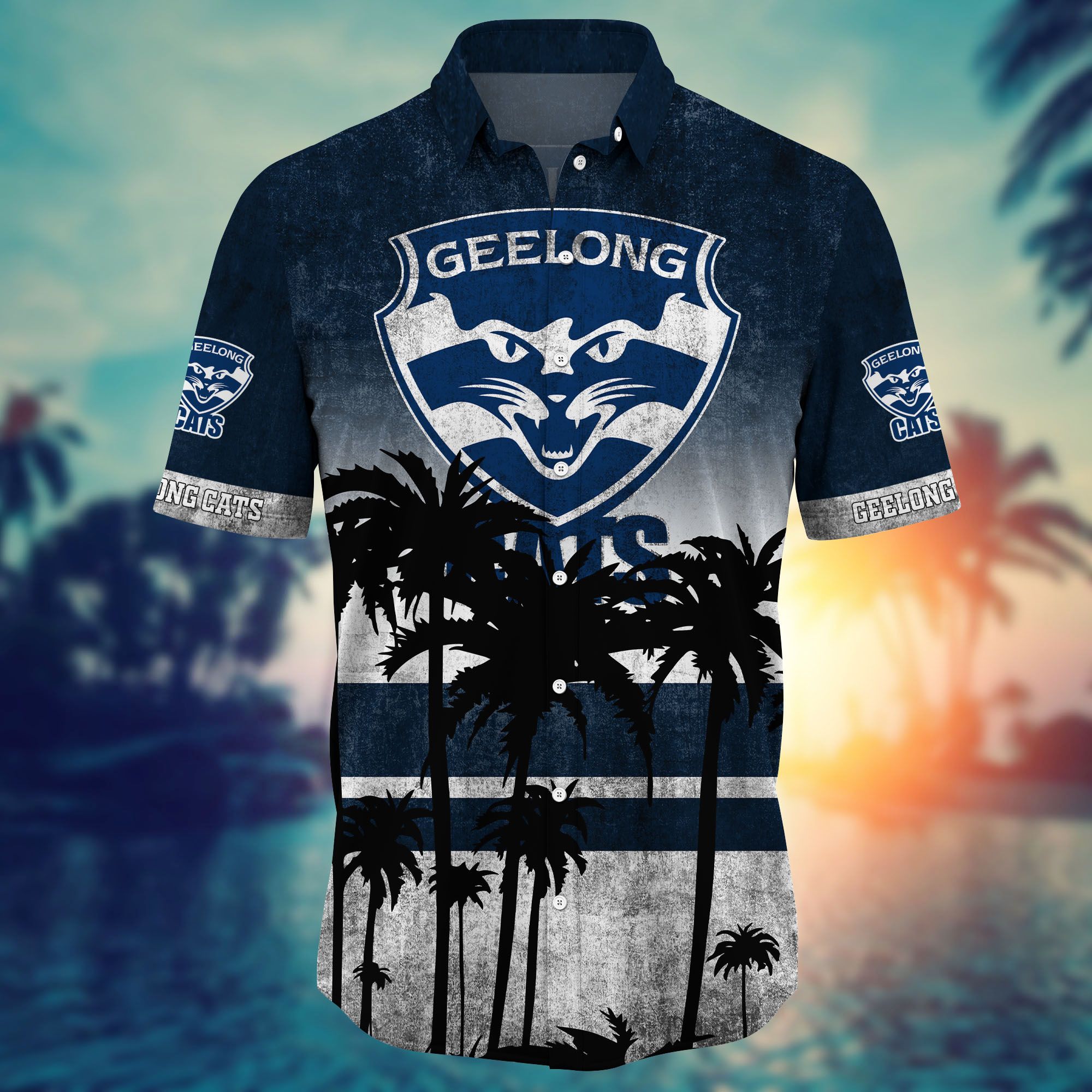 Geelong Cats AFL Hawaiian shirt 4 Geelong Cats AFL Hawaiian shirt short 1