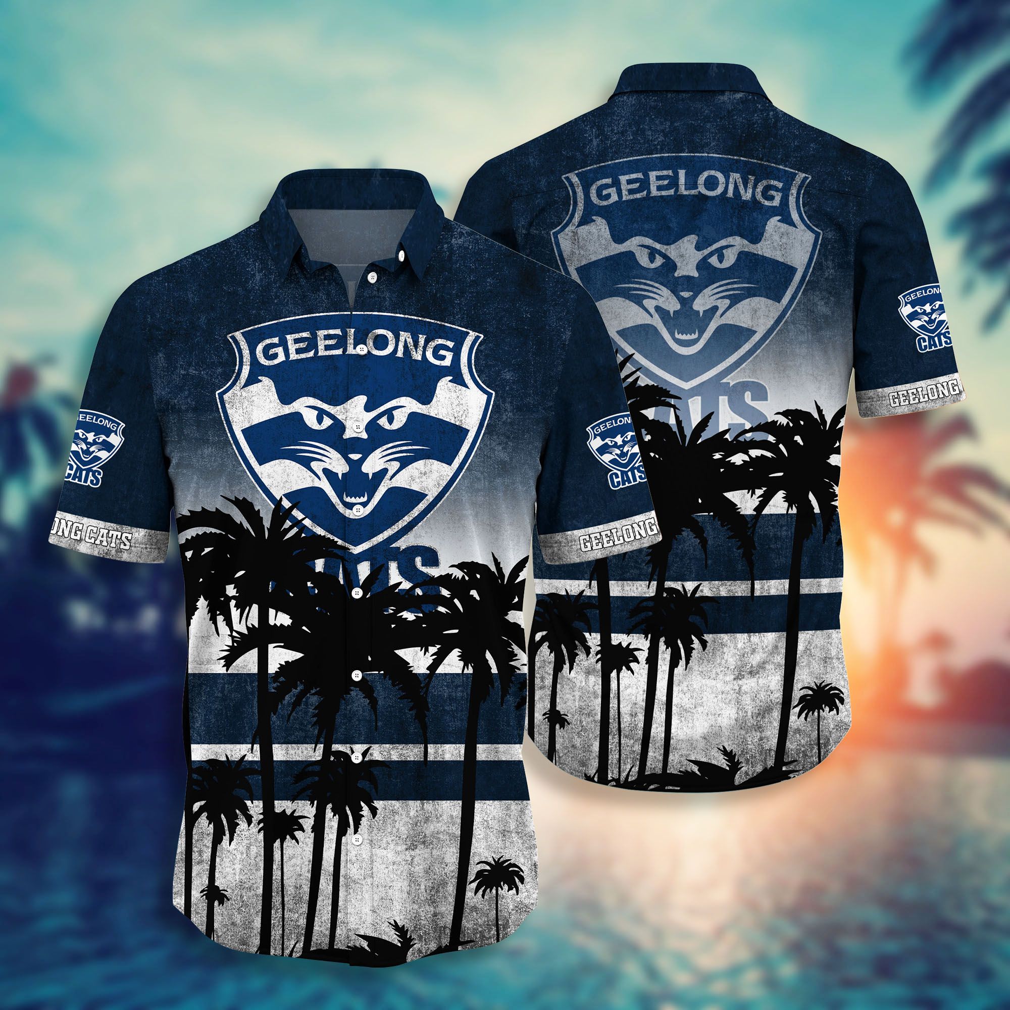 Geelong Cats AFL Hawaiian shirt 1 Geelong Cats AFL Hawaiian shirt short