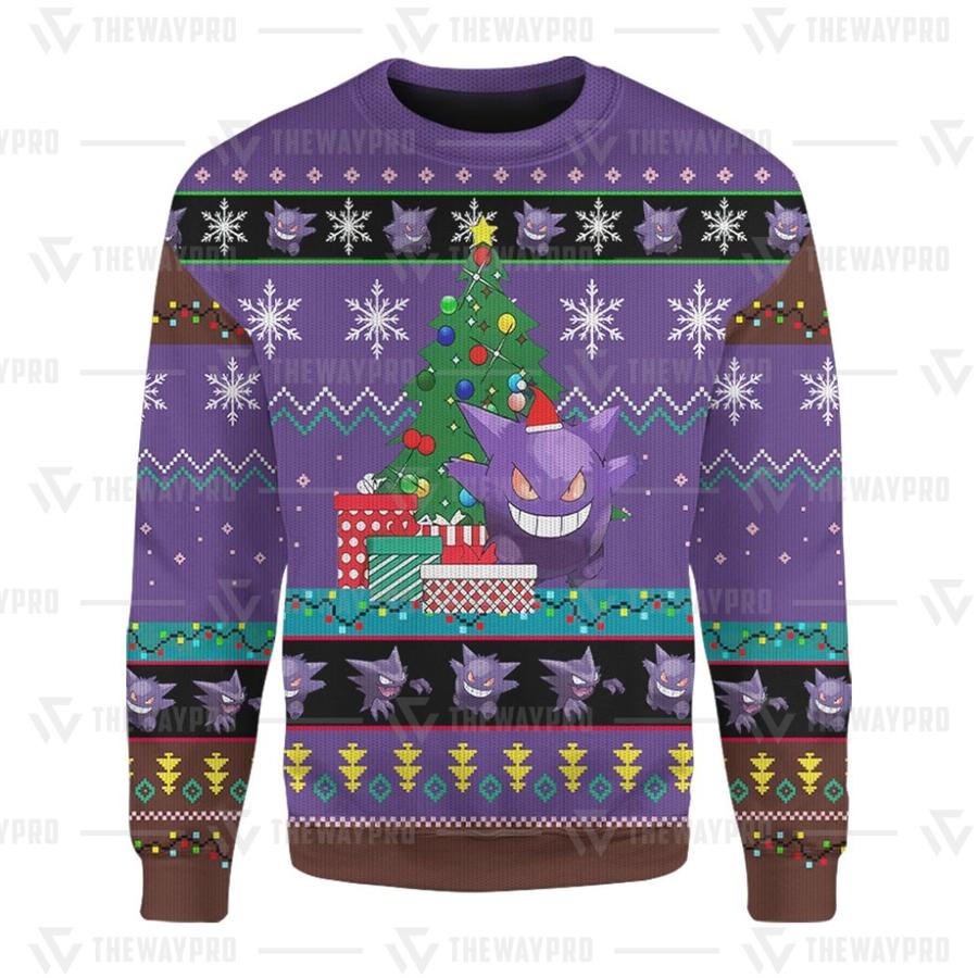 Gengar Pokemon Knitted Christmas sweater, sweatshirt 3 Gengar Pokemon Knitted Christmas sweater sweatshirt 2