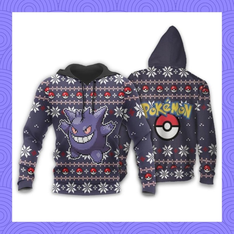 Gengar Pokemon pokeball sweater, sweatshirt 2 Gengar Pokemon pokeball sweater sweatshirt 4