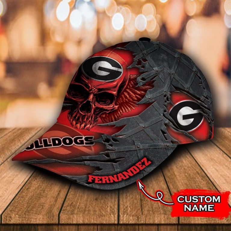 Georgia Bulldogs Wings Skull custom personalized name cap hat 2