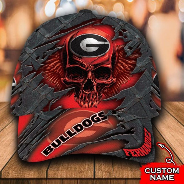 Georgia Bulldogs Wings Skull custom personalized name cap hat