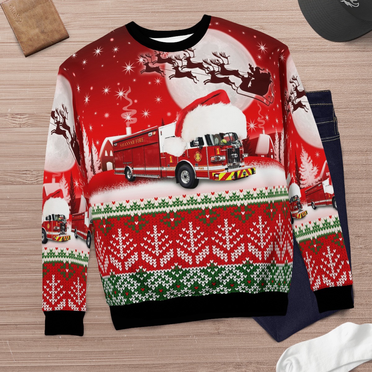 Georgia Savannah Fire and Emergency Services Christmas sweater, sweatshirt 1 Georgia Savannah Fire and Emergency Services Christmas sweater sweatshirt 3