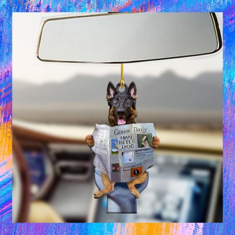German Shepher read Canine daily newspaper man bites dog ornament 3 German Shepher read Canine daily newspaper man bites dog ornament 3