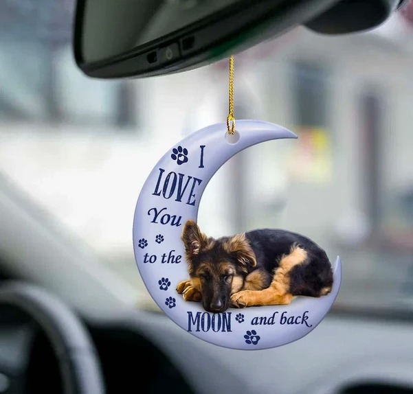 German Shepherd I love you to the moon and back ornament 1