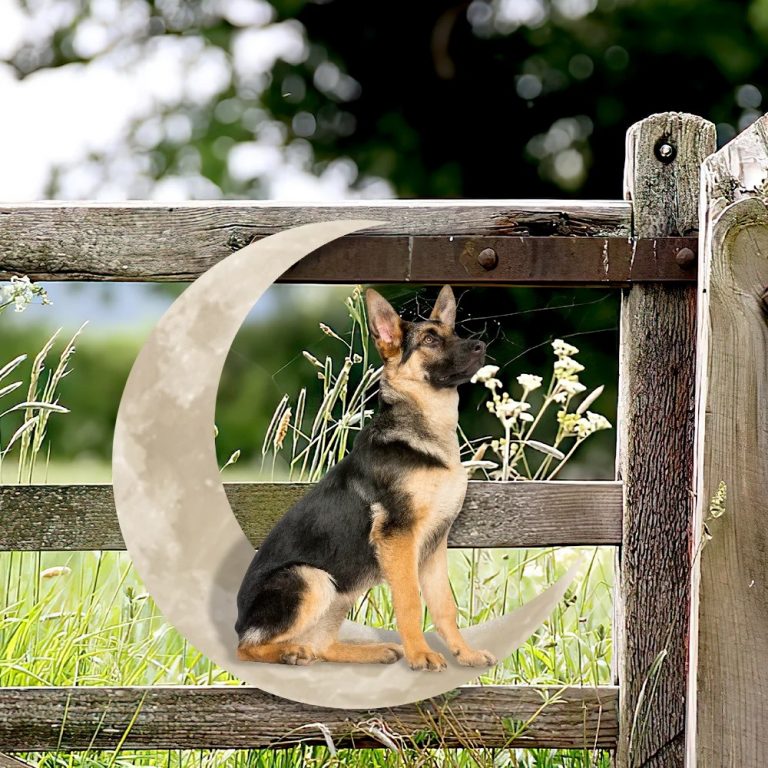 German shepherd dog and moon hanging metal sign3