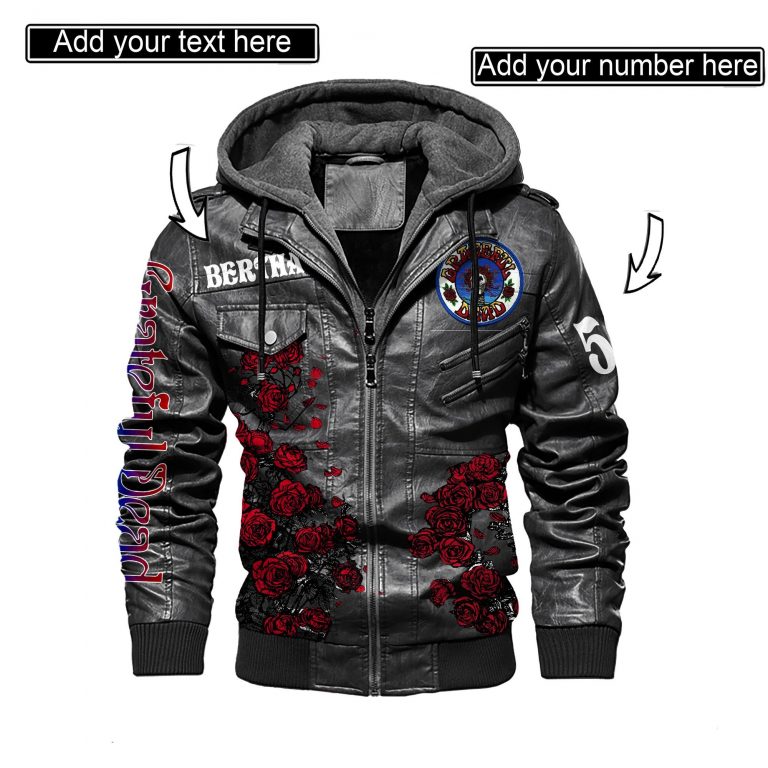 Grateful Dead Rose Skeleton custom leather jacket 3