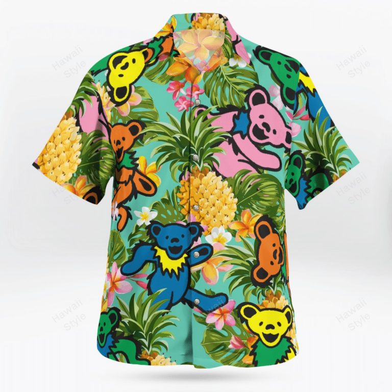 Grateful dead bear pineapple tropical hawaiian shirt 2