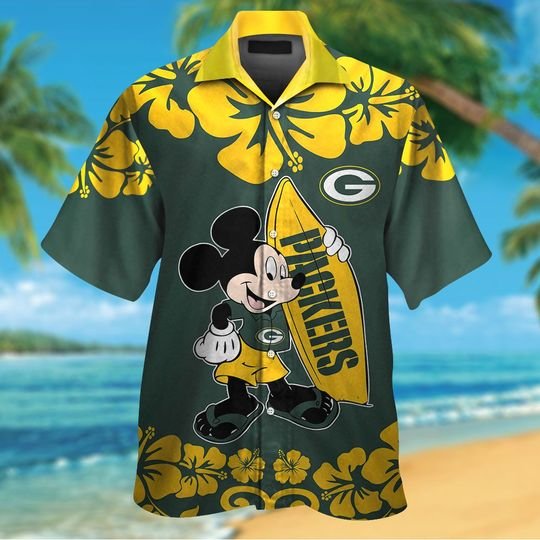 Green Bay Packers Mickey Mouse Hawaiian ShirtShort1