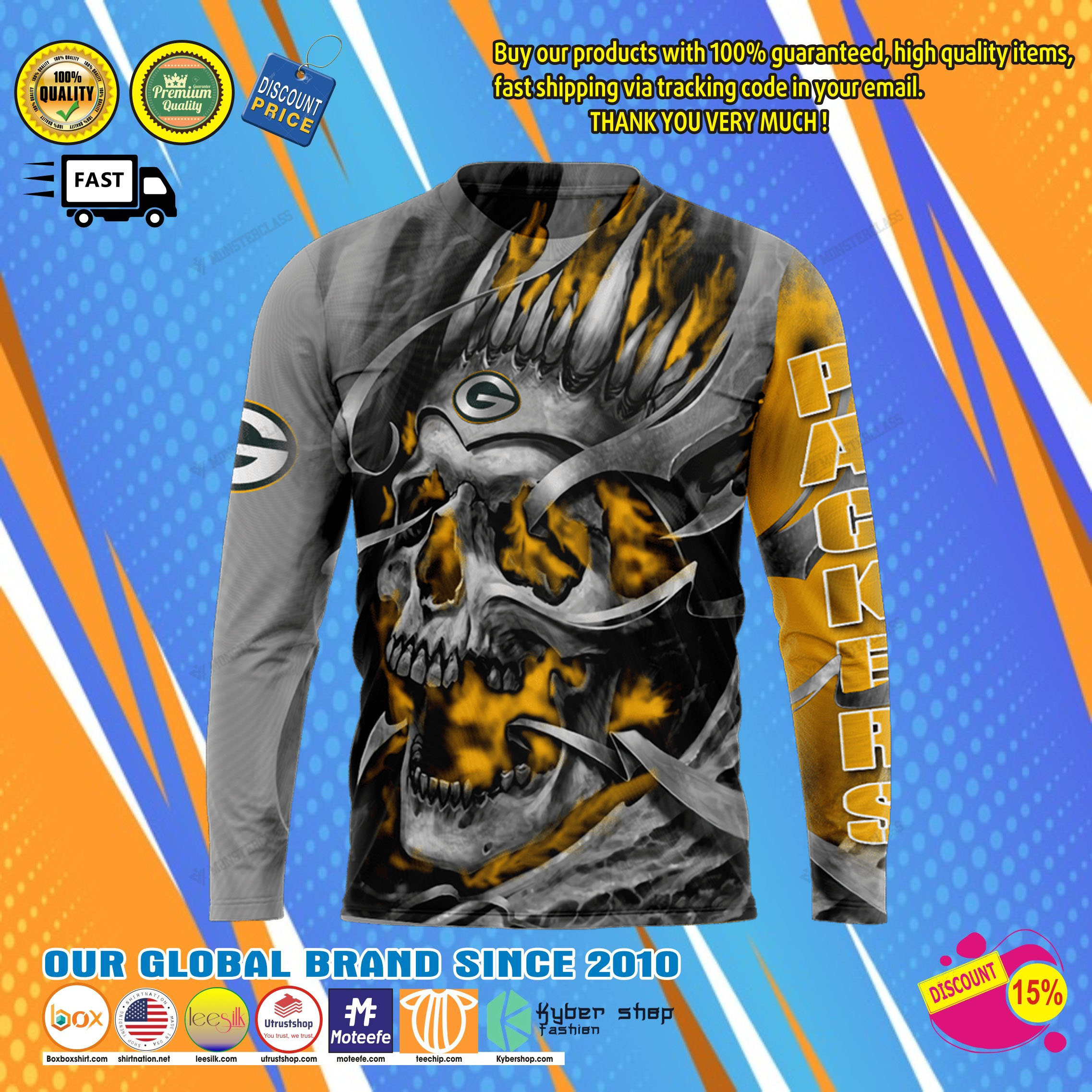 Green bay packers skull jersey hoodie 5 Green bay packers skull jersey hoodie8