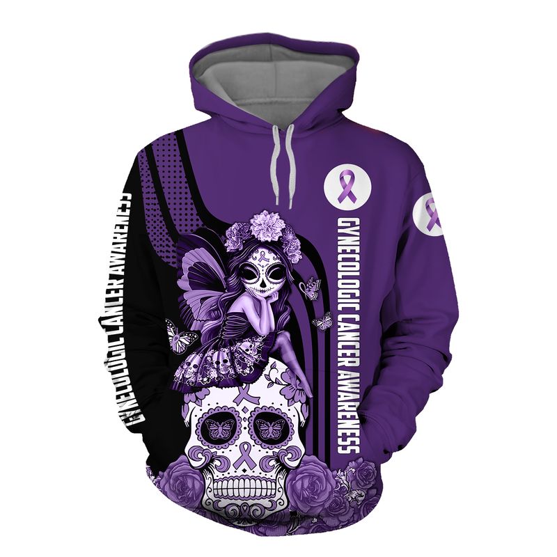 Gynecologic Cancer Awareness Sugar Skull Fairy 3d shirt, hoodie 6 Gynecologic Cancer Awareness Sugar Skull Fairy 3d shirt hoodie 1