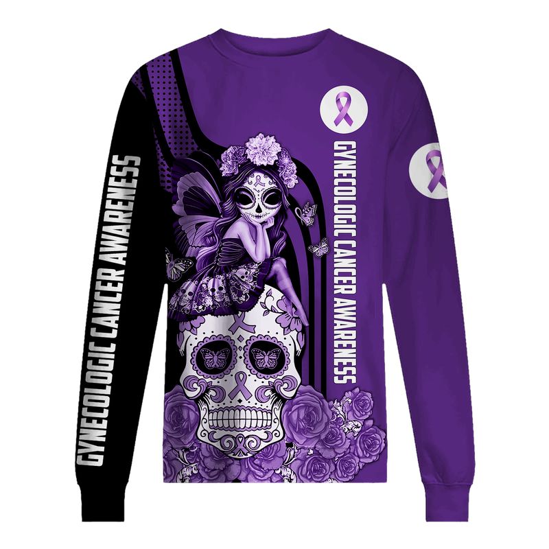 Gynecologic Cancer Awareness Sugar Skull Fairy 3d shirt, hoodie 1 Gynecologic Cancer Awareness Sugar Skull Fairy 3d shirt hoodie 3