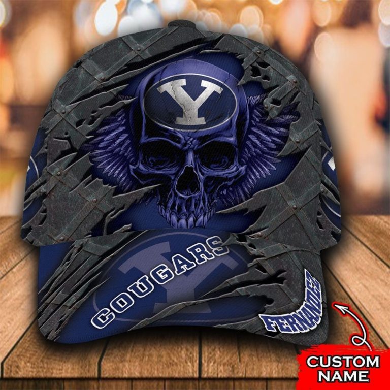 HOT Skull BYU Cougars custom Personalized cap 1