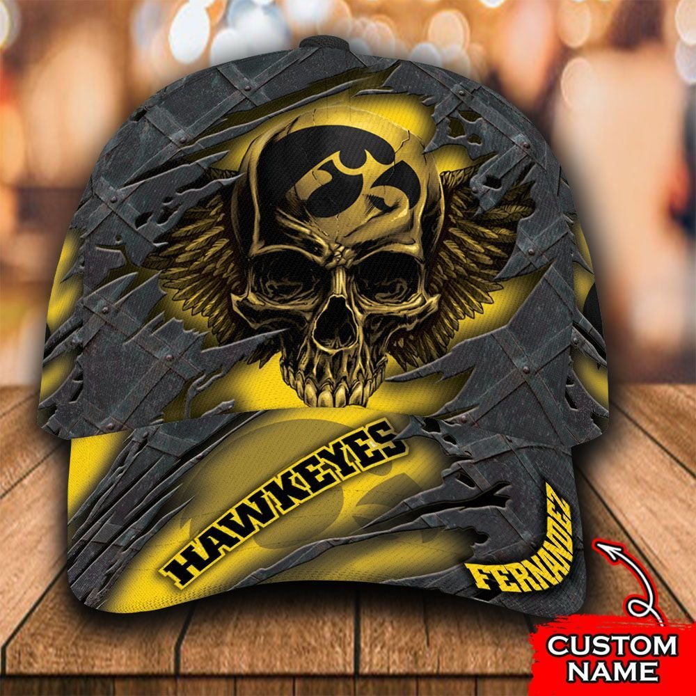 HOT Skull Iowa Hawkeyes custom Personalized cap 1