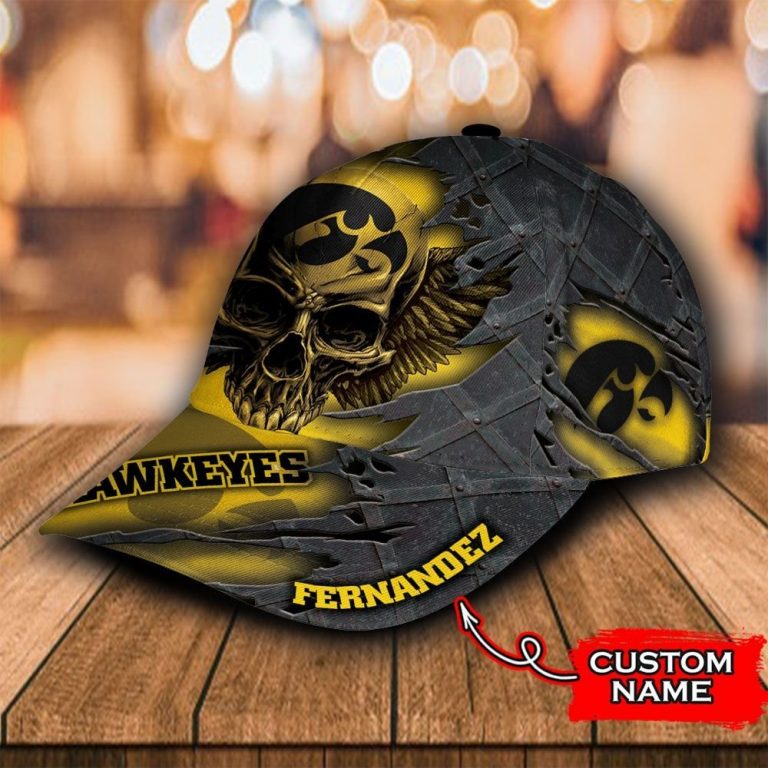 HOT Skull Iowa Hawkeyes custom Personalized cap 3