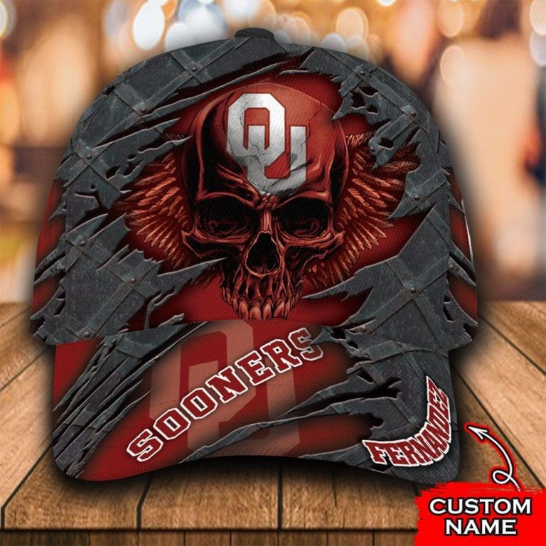 HOT Skull Oklahoma Sooners custom Personalized cap 1