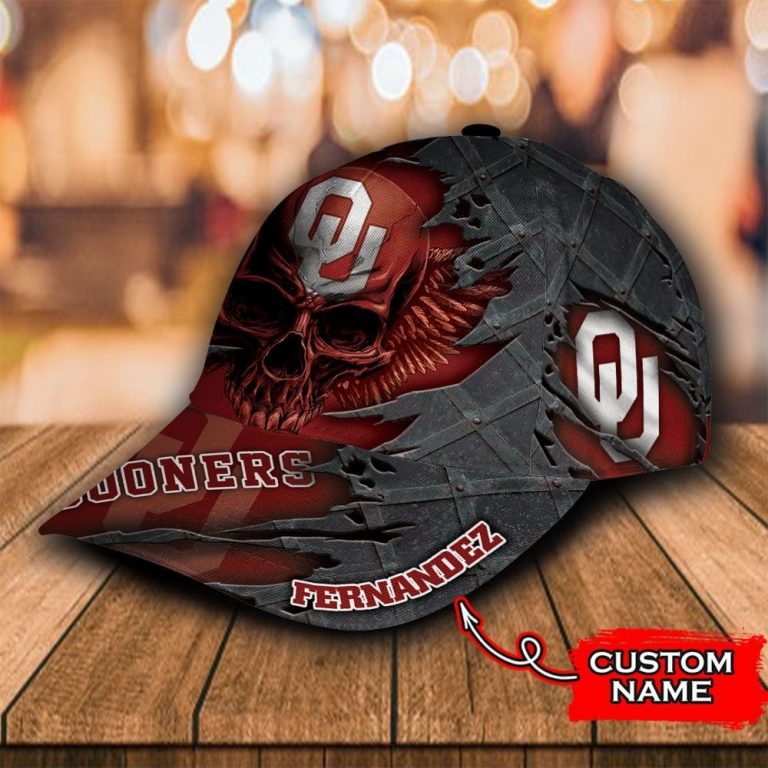HOT Skull Oklahoma Sooners custom Personalized cap 3