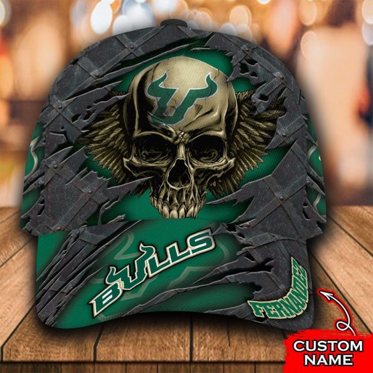 HOT Skull South Florida Bulls Custom Personalized Cap (3) HOT Skull South Florida Bulls custom Personalized cap 3