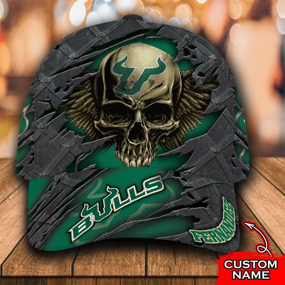HOT Skull South Florida Bulls custom Personalized cap 5 HOT Skull South Florida Bulls custom Personalized cap 3