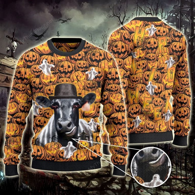 Halloween Pumpkin ghost Black Angus Cattle hat sweater, sweatshirt 1 Halloween Pumpkin ghost Black Angus Cattle hat sweater sweatshirt 1
