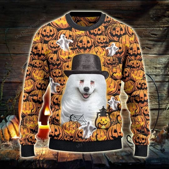 Halloween Samoyed Pumpkin ghost sweater, sweatshirt 3 Halloween Samoyed Pumpkin ghost sweater sweatshirt 2