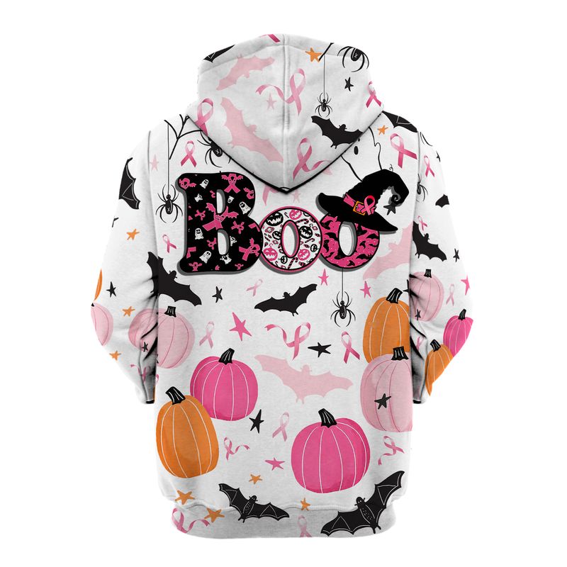 Halloween boo bees bat pumpkin Breast Cancer Awareness 3d shirt, hoodie 3 Halloween boo bees bat pumpkin Breast Cancer Awareness 3d shirt hoodie 2