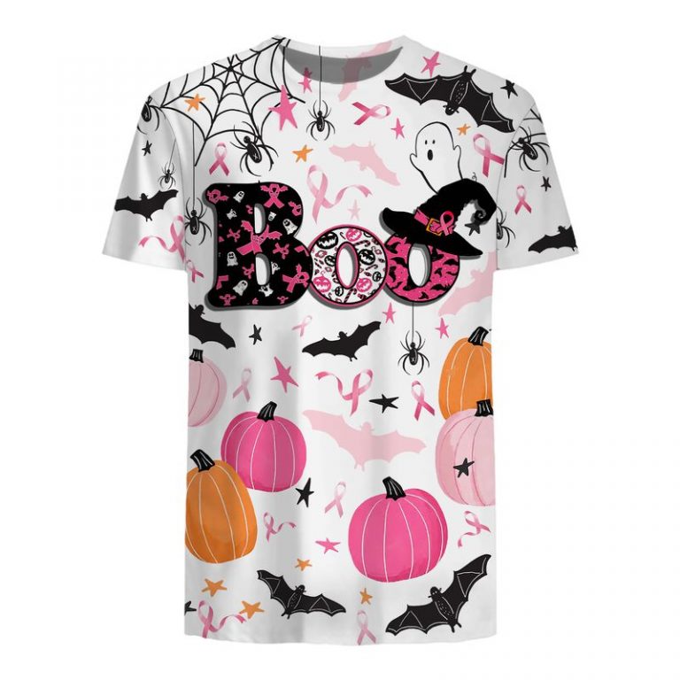 Halloween boo bees bat pumpkin Breast Cancer Awareness 3d shirt, hoodie 3 Halloween boo bees bat pumpkin Breast Cancer Awareness 3d shirt hoodie 3
